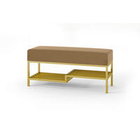 POLSTERBANK MELLO 100 Dunkelbeige, Goldenes Metallgestell - Beige/Goldfarben, Textil/Metall (100/45/35cm) - Bettso