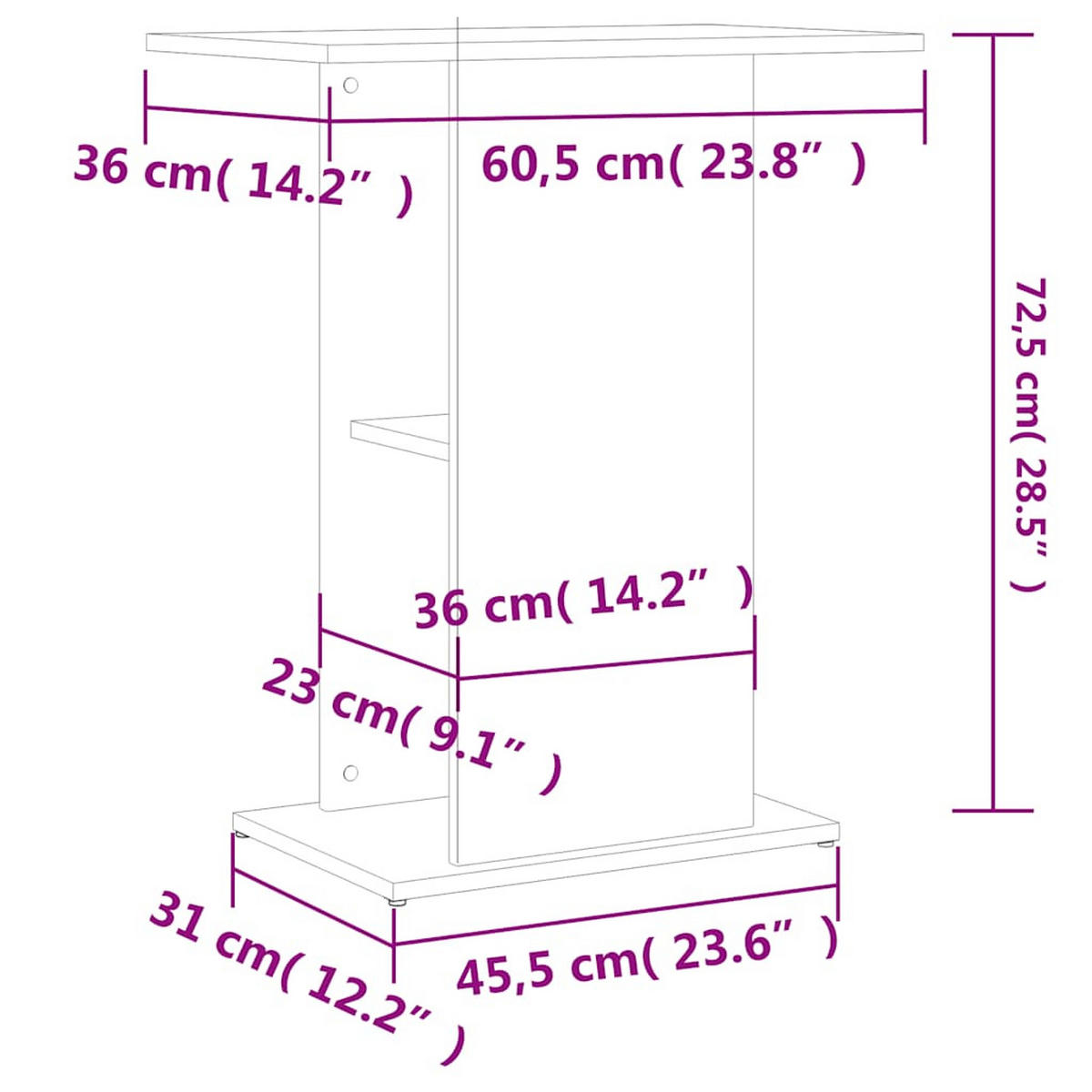 AQUARIUMSTÄNDER Weiss 60,5/36/72,5 Cm Holzwerkstoff - Weiß, Holzwerkstoff (36/72.5/60.5cm) - vidaXL