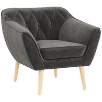 SESSEL Pirs 1 Sitzer Velvet Grau - Braun/Grau, Holz/Textil (80/75/74cm) - MKS