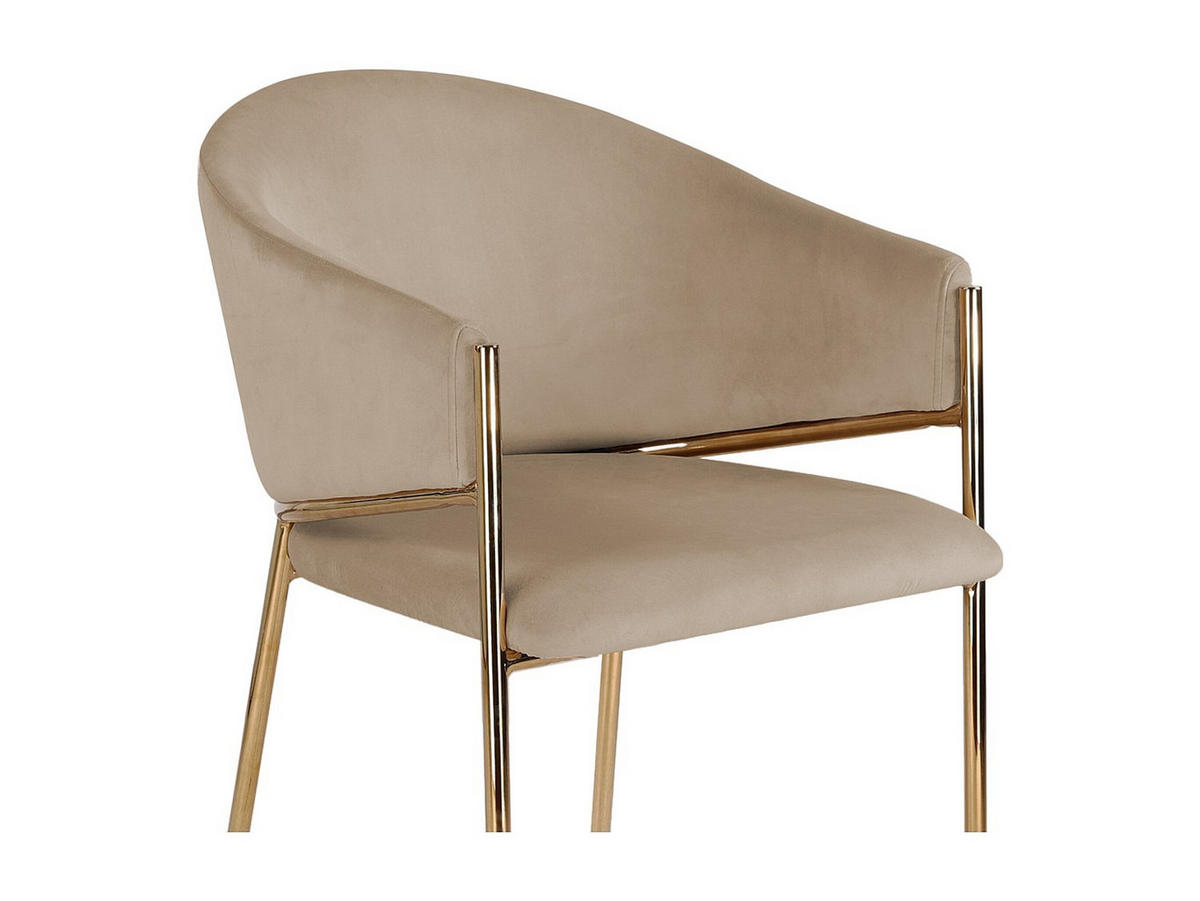 STUHL - 53 x 61 - samt - beige Ordida - Beige, Textil/Metall (53/80/61cm) - Vente-Unique