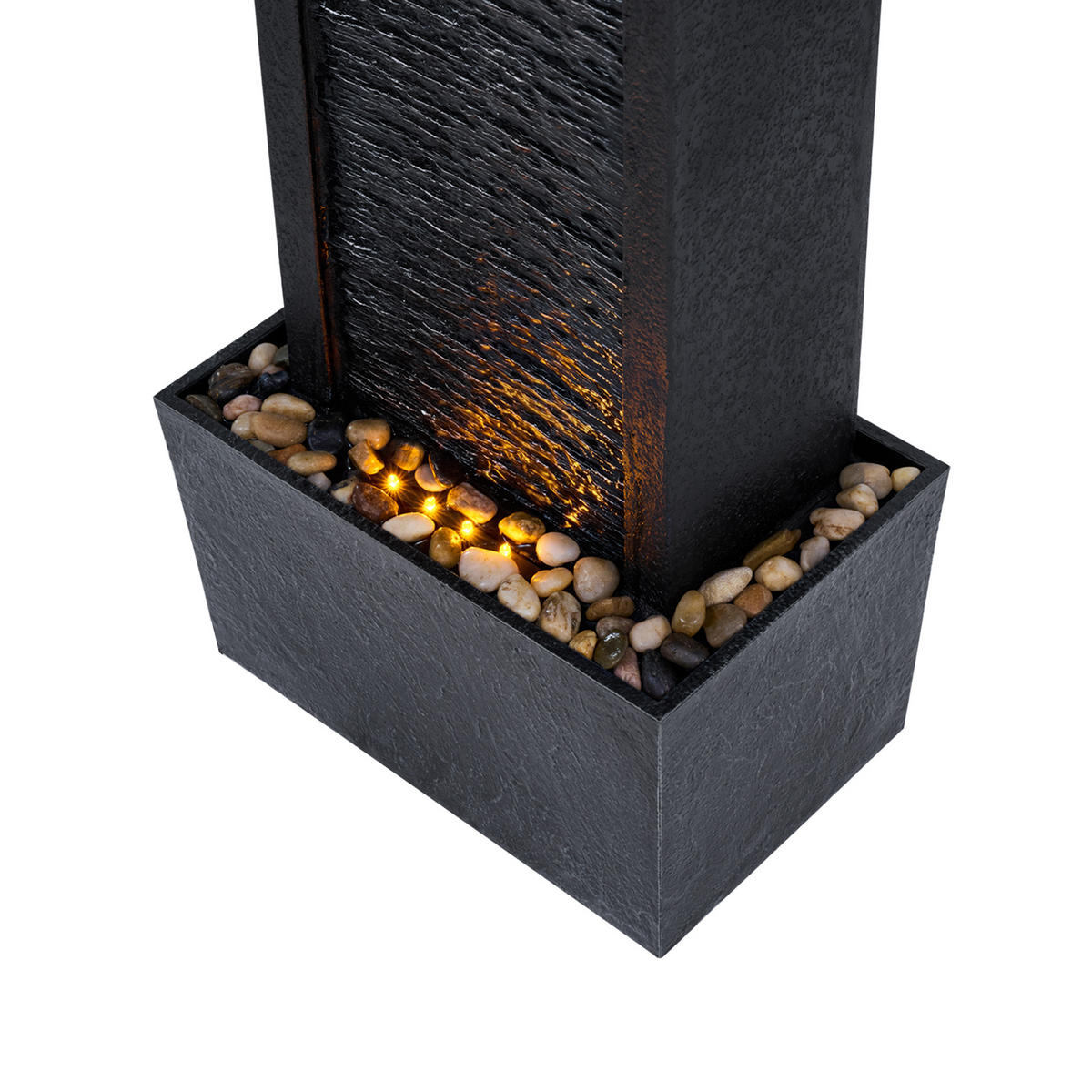 SOLAR-GARTENBRUNNEN 97 cm Athena - Schwarz, Stein (34/22/97cm) - Teamson Home