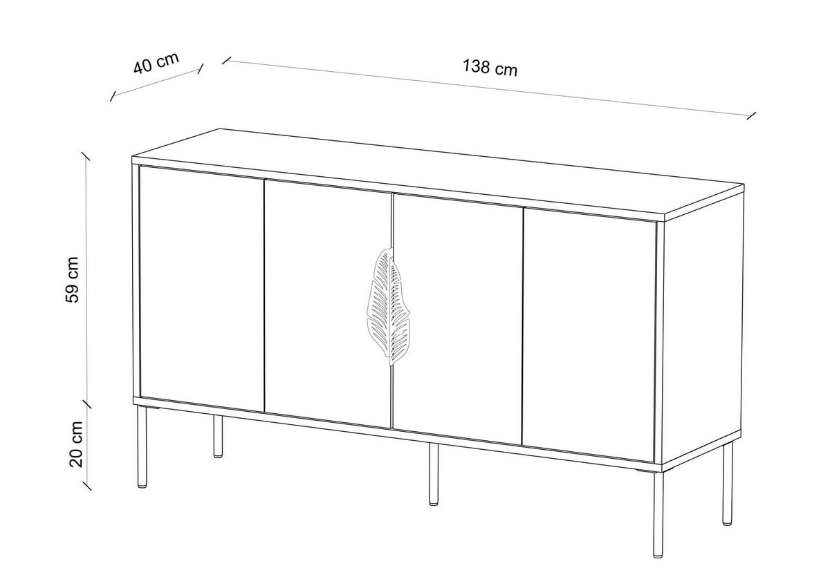 SIDEBOARD Merlin, Weiß, Goldene Details - Goldfarben/Weiß, Holzwerkstoff/Metall (138/79/40cm) - Skandica