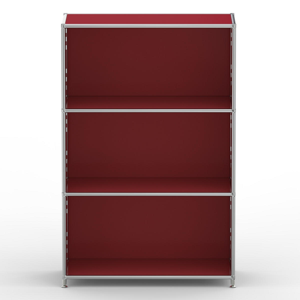 AKTENSCHRANK Büro, 3 offene Fächer, Breite 77 cm, Rubinrot - Chromfarben/Rot, Metall (40/118/77.2cm) - Versee