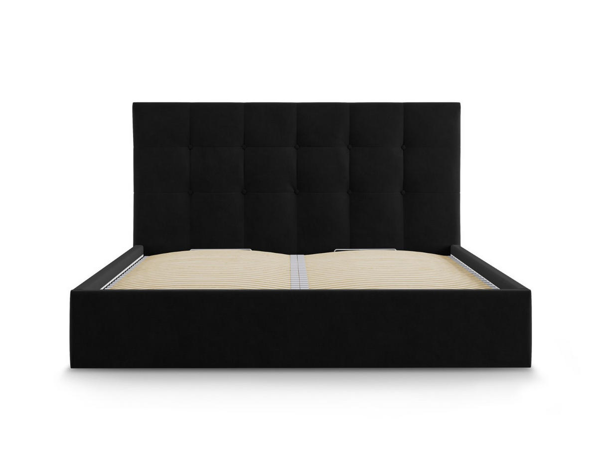 BETT mit Bettkasten und Kopfteil Phaedra aus Samt schwarz 160x200cm - Schwarz, Textil (160/200cm) - Micadoni