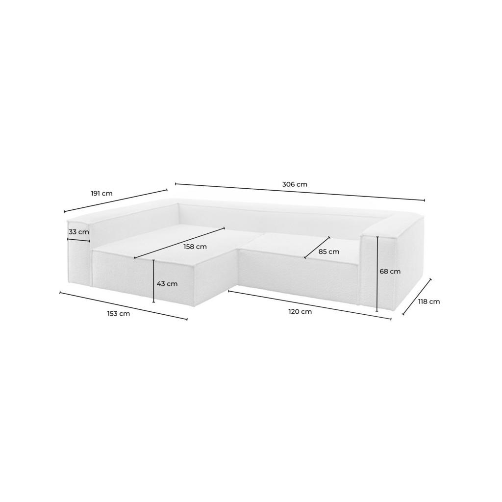 Thumbnail - Kawola Ecksofa, Weiß, Textil, Echtholz, 3-Sitzer, Füllung: Komfortschaum, Ottomane links, L-Form, 306x191 cm, Wohnzimmer...