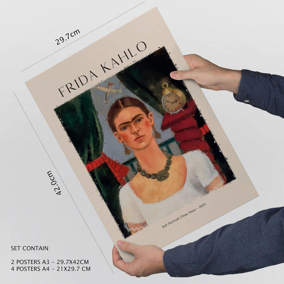 POSTER Set mit 6 Frida Kahlo Größe A3 und A4 Rahmenlos - Klar, Papier (29.7/1/42cm) - Nacnic