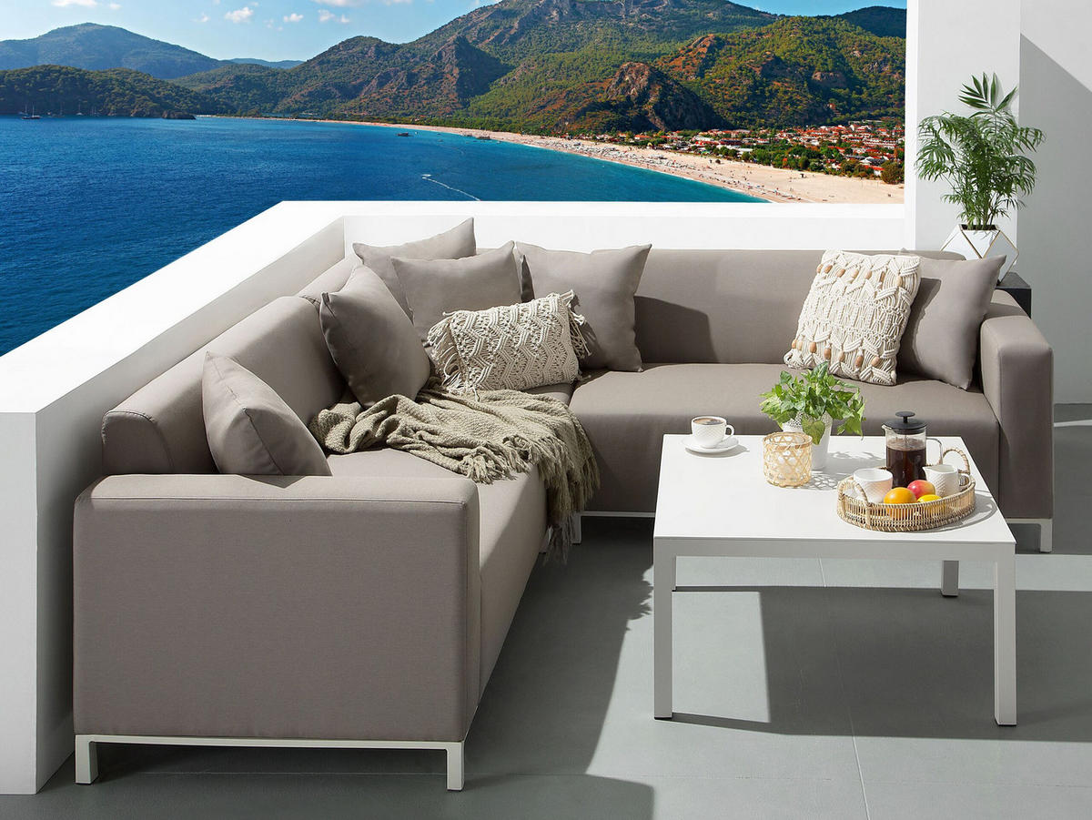 LOUNGE SET 5-Sitzer cremeweiß linksseitig modular Belize - Creme, Textil - Beliani