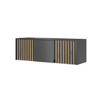 SCHRANKAUFSATZ STILO 3D 155 cm (Graphit, Lamellen Artisan Eiche, 3 Türen, Metallgriffe) - Schwarz/Graphitfarben, Holz/Holzwerkstoff (155/50/51cm) - Ravio