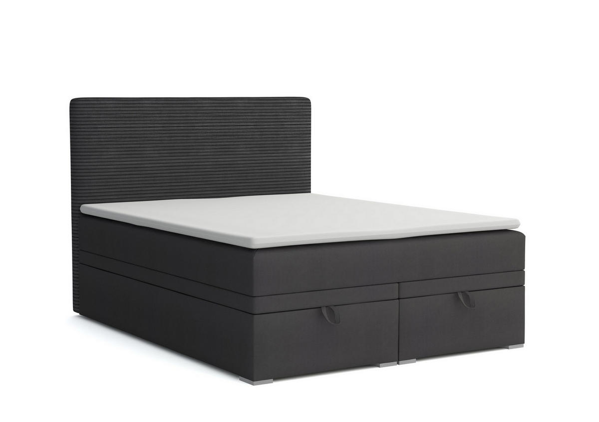 BOXBETT DARO 120/200 in Velour/Cord Antharzit - Anthrazit, Holz/Holzwerkstoff (120/200cm) - Deine Möbel 24