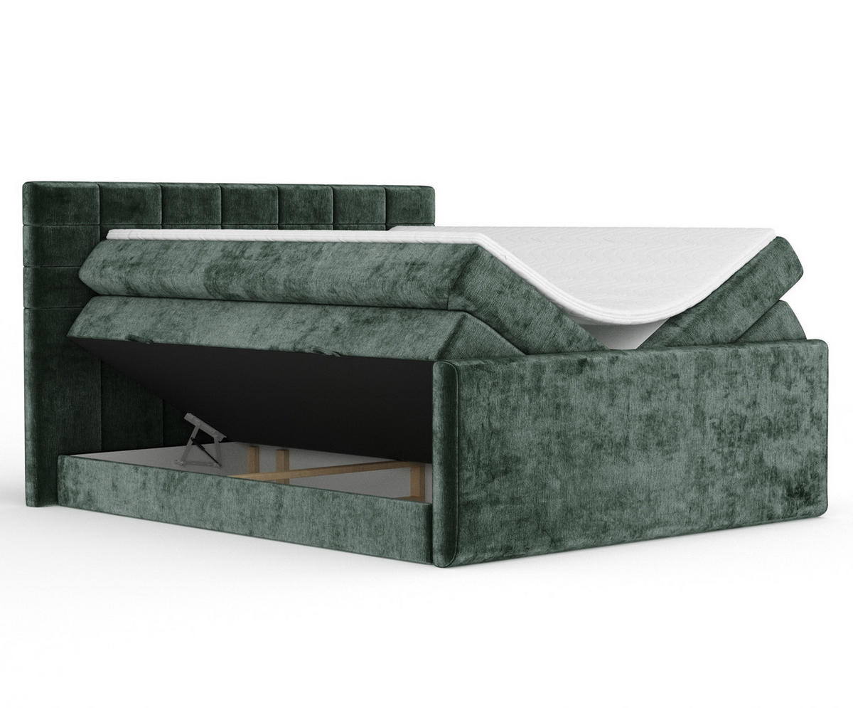 BOXSPRINGBETT Ava Grün 140/200 cm - Schwarz/Grün, Holz/Holzwerkstoff (140/200cm) - Maison de Reve