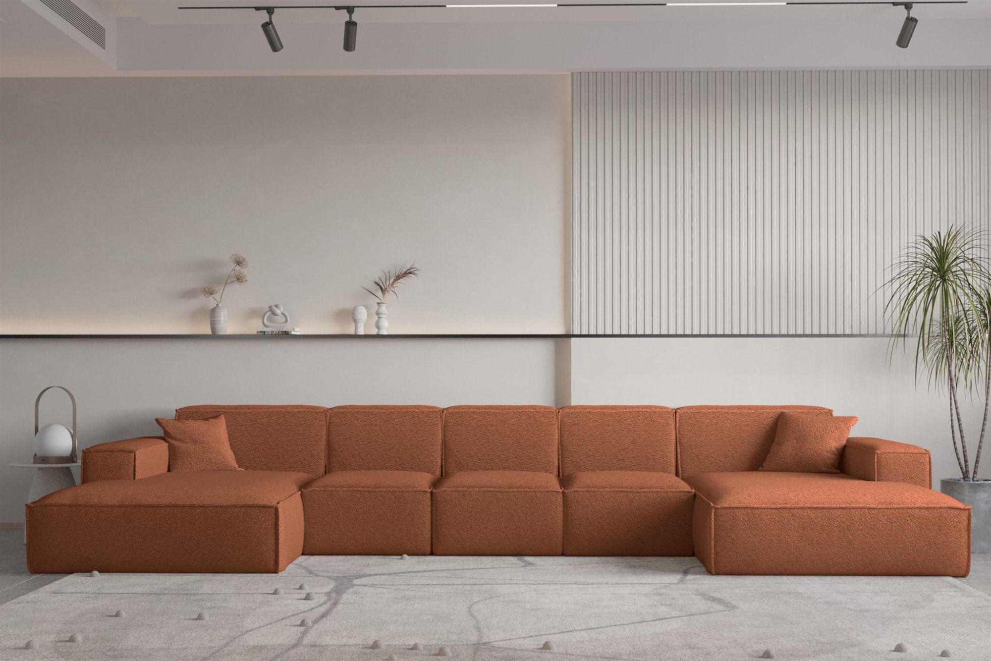 WOHNLANDSCHAFT Celes Premium Xl Bukla - Kupferfarben, Holzwerkstoff/Textil (462/73/165cm) - Fun Möbel