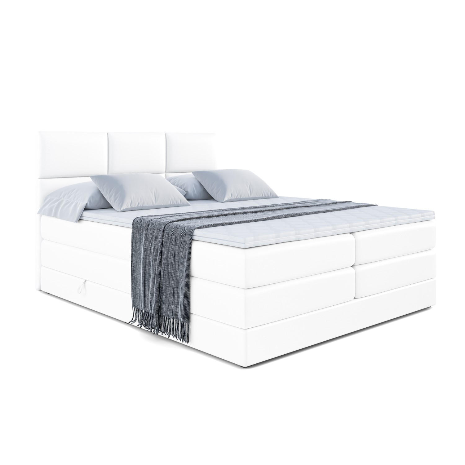 BOXSPRINGBETT OHIO KING - 160x200 - H3/H4 - Weiß Hochglanz - Weiß Hochglanz, Holzwerkstoff (160/200cm) - ALTDECOR