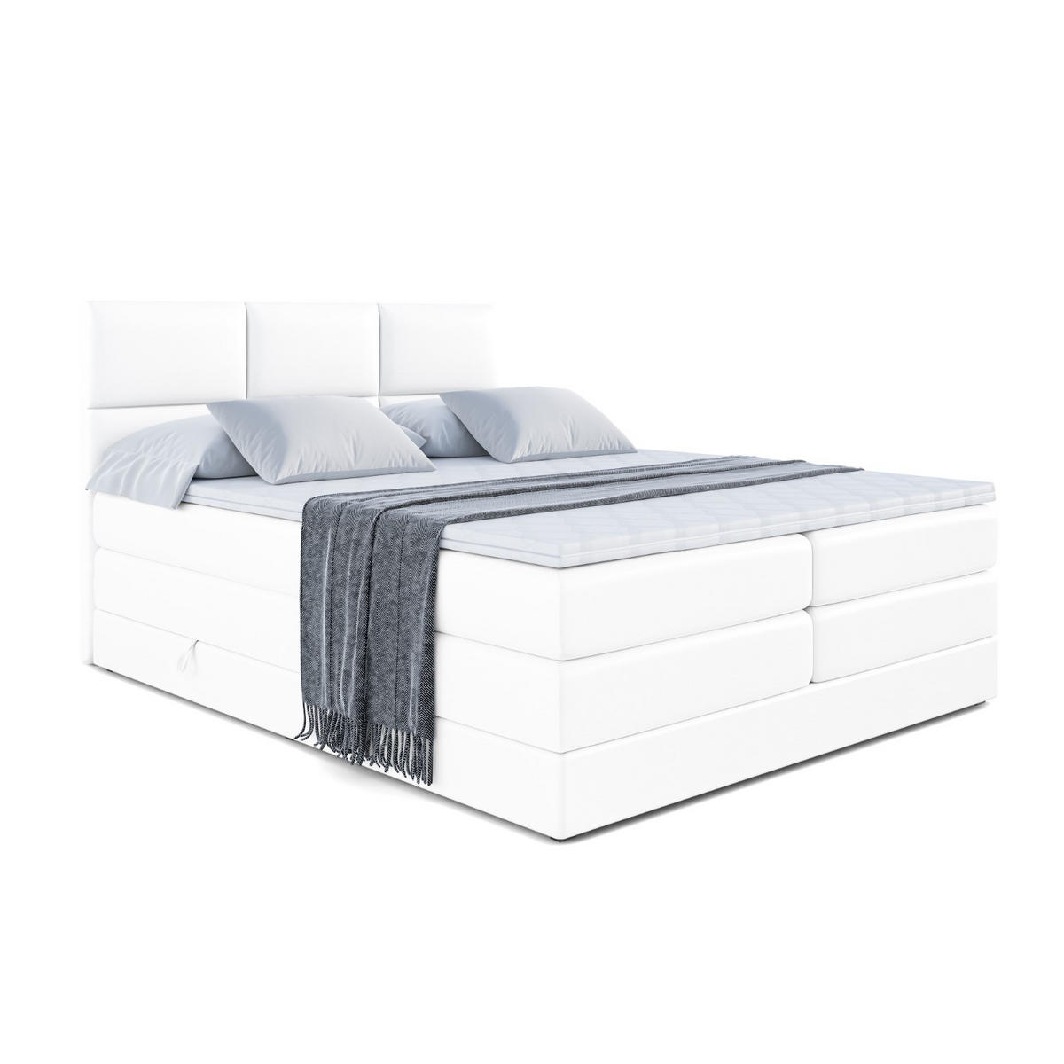 BOXSPRINGBETT OHIO KING - 120x200 - H3/H4 - Weiß Hochglanz - Weiß Hochglanz, Holzwerkstoff (120/200cm) - ALTDECOR