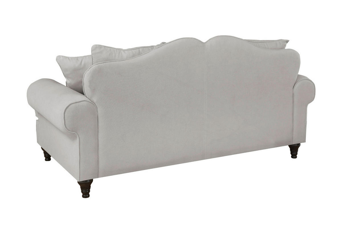 SOFA hellgrau Landhaus, Couch 3-Sitzer 200 cm - Hellgrau, Holz/Textil (200/95/100cm) - Furn.Design