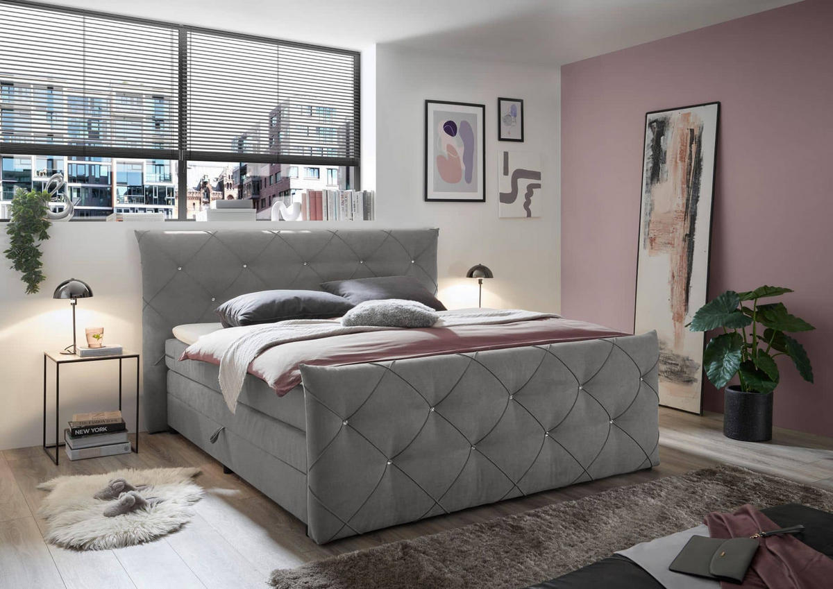 BOXSPRINGBETT 180 x 200 – Bonell-Box, 7-Zonen-Taschenfederkern & 6 cm Gel-Topper - Beige/Creme, Textil (180/200cm) - ed exciting design