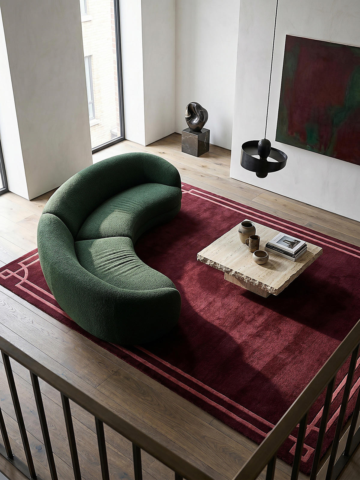 TEPPICH Kurzflor im Art-Déco-Stil, Klassische Bordüre, Wohnzimmer Rot Rechteckig 200x290 - Rot, Textil (200/290cm) - KADIMA DESIGN