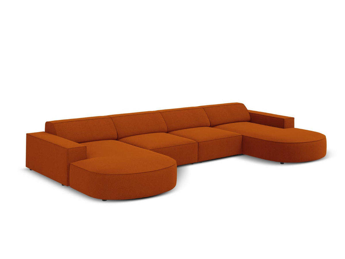 PANORAMASOFA Jodie aus strukturiertem Stoff terrakotta 6 Sitzplätze - Terra cotta, Textil (166/70/364cm) - Micadoni