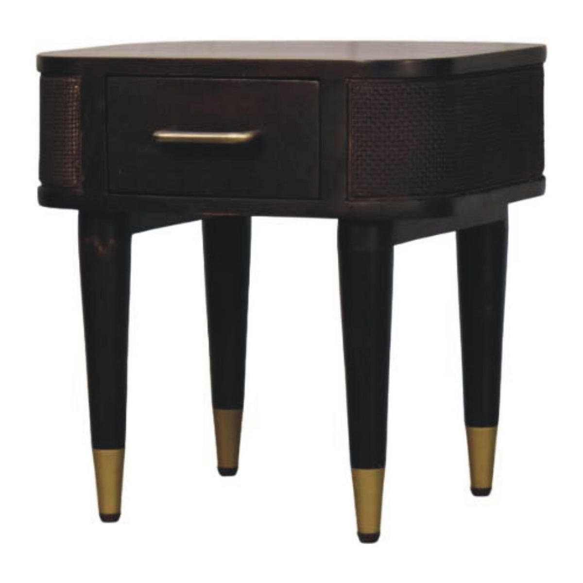 NACHTTISCH mit Samt-Mokka-Finish, 1 Schublade, T-Bar-Griffe, dunkelbraun - Dunkelbraun, Holz/Metall (45/46/35cm) - Artisan Furniture