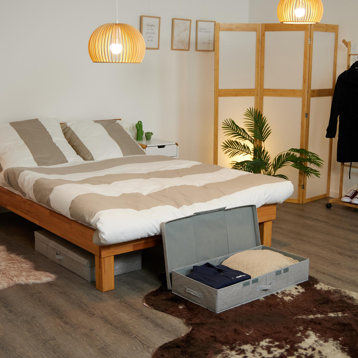 2XPODPOSTELOVÝ box - sivá, plast/vlnitá lepenka - Relaxdays