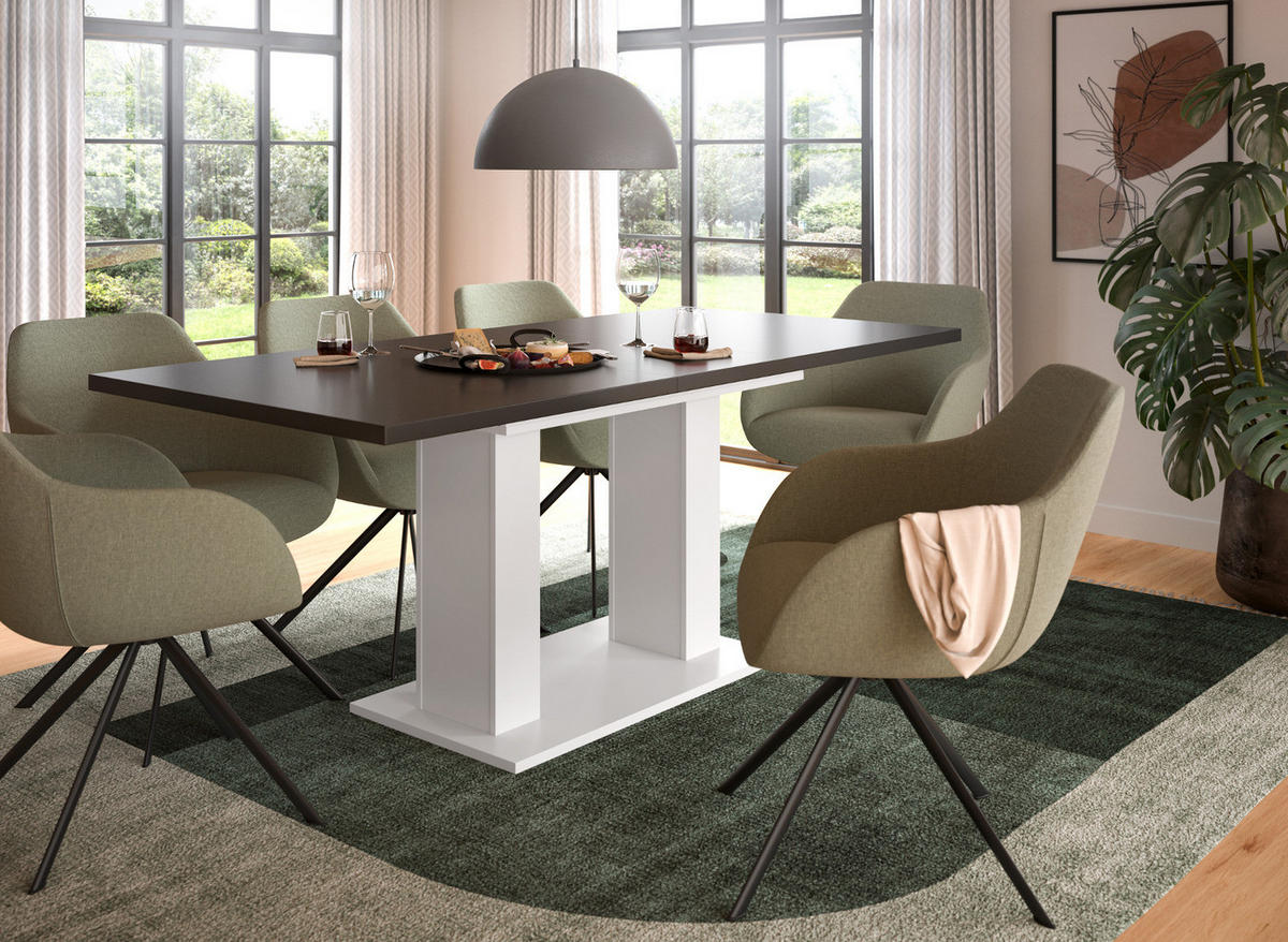 ESSTISCH weiß, grau, Küchentisch ausziehbar 150 - 190 cm - Weiß/Grau, Holzwerkstoff/Metall (150/90/76cm) - Inn.Furn