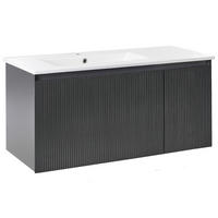 DULAP SUB LAVOAR montat pe perete cu lavoar negru Tiete - negru, compozit lemnos (100/46/116cm) - Beliani