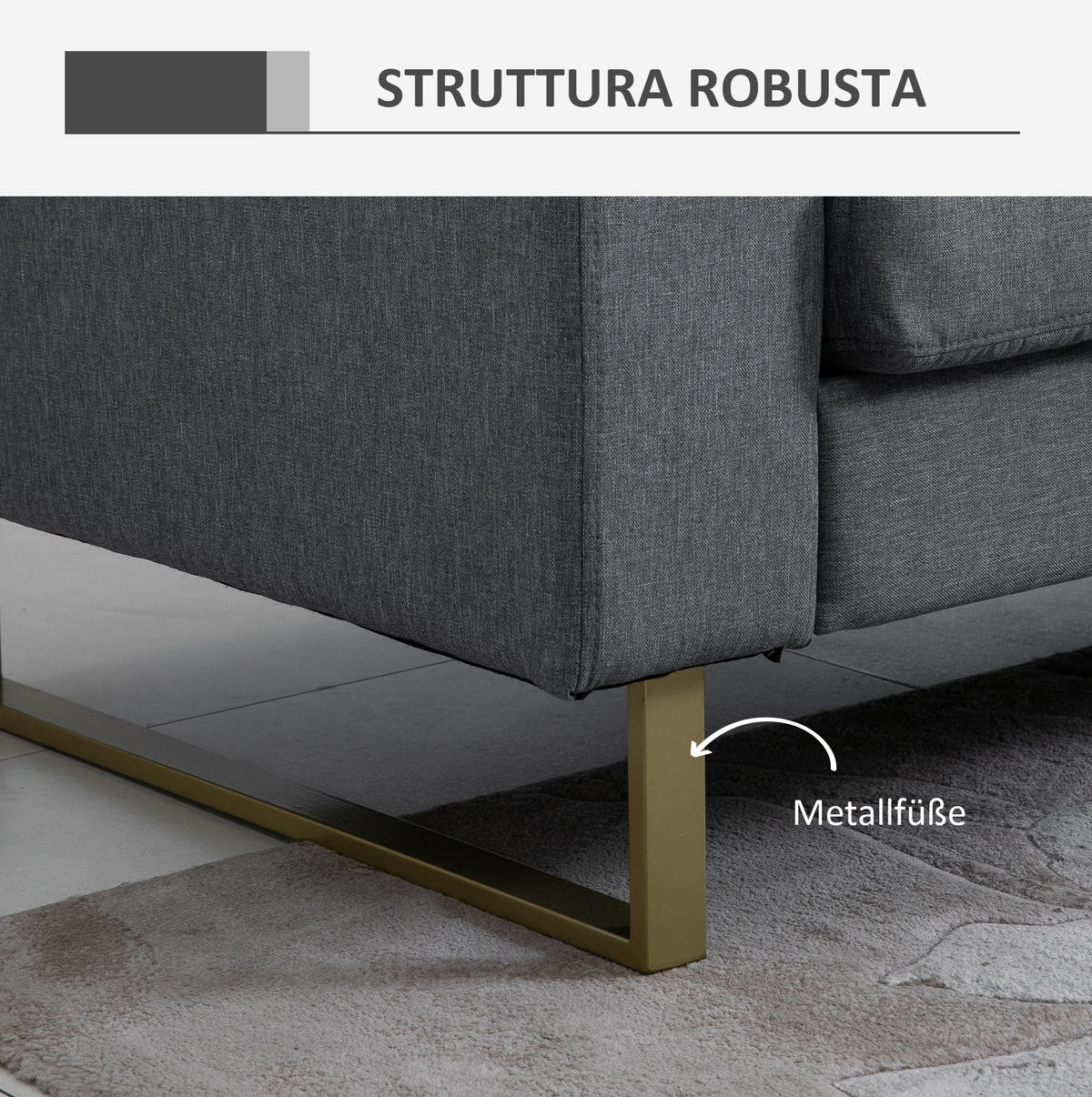 3-SITZER-SOFA aus Holz 200x82x78 cm in Dunkelgrau mit 6 Kissen - Dunkelgrau, Textil (82/78/200cm) - Modfu