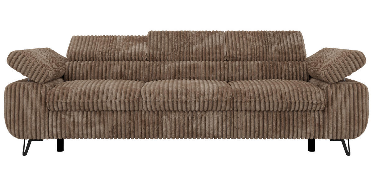 3-SITZER SOFA PETER - Braun Cord - Schwarz/Braun, Textil/Metall (262/76/99cm) - MKS