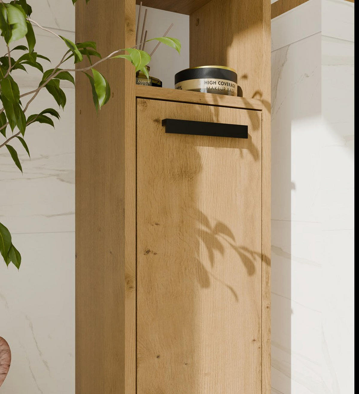 BADEZIMMERSCHRANK Iva - Eiche Wotan, Holzwerkstoff (25.5/102/24cm) - kommodly