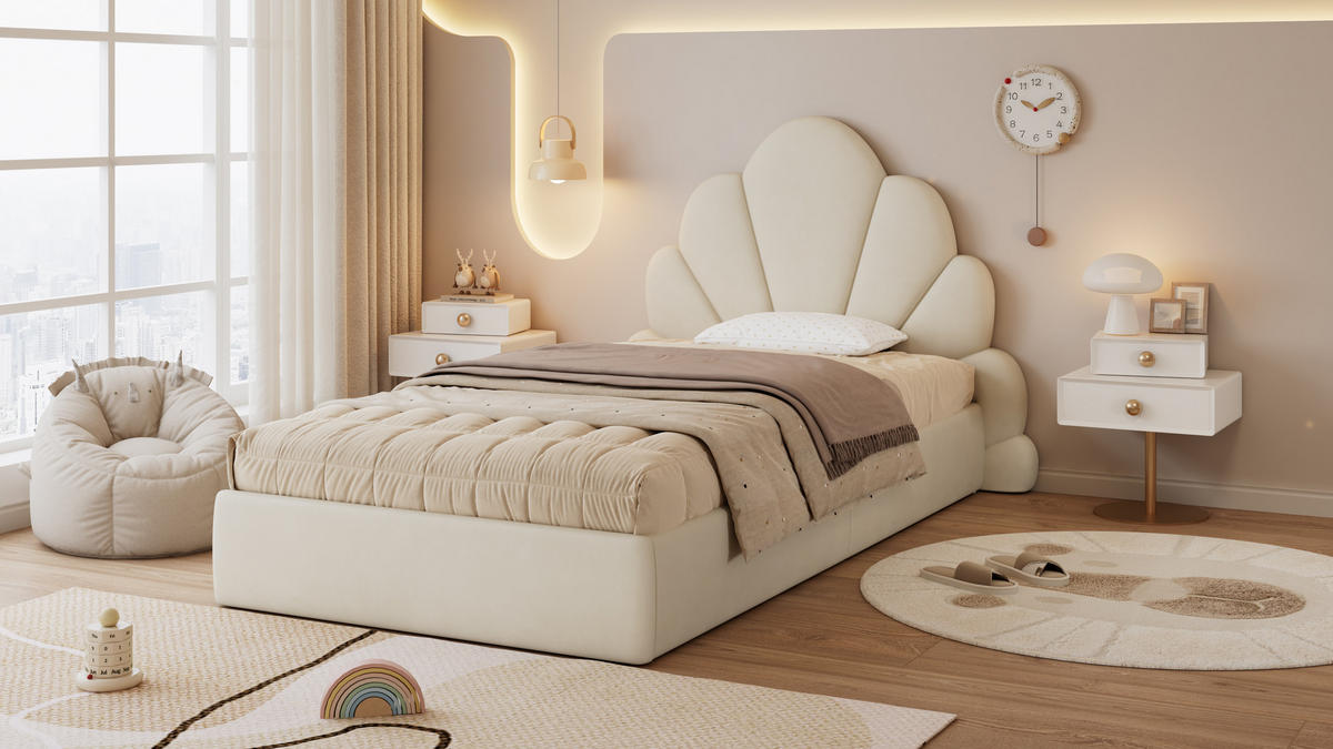 POLSTERBETT 90x200 cm Samt beige - Beige, Textil (90/200cm) - Fortuna Lai
