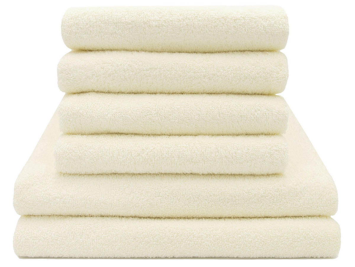 HANDTÜCHER SET, 6er-Set, 50x100 cm + 70x140 cm, 100% Baumwolle, Gelb - Creme, Textil (50/100cm) - Zollner