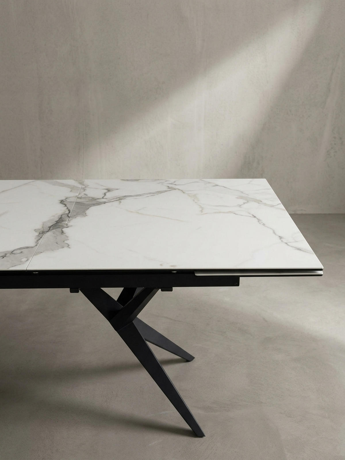 ESSTISCH Ausziehbar Keramik Glas Marmoroptik Groß, Weiß 180x95x76 cm - Schwarz/Weiß, Keramik/Metall (95/180/76cm) - KADIMA DESIGN