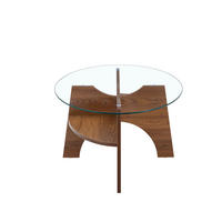 KLUBSKA miza 104,9/60 cm iz MDF in stekla, prozorna/orehova, z odlagalno polico - barve lesa oreha, leseni material (104.9/60/45cm) - BEAOK
