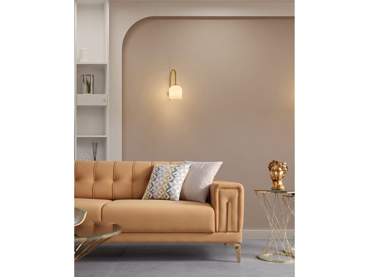 SOFA Majesty 3-Sitzer Mikrofaser Webstoff Karamell - Braun, Kunststoff/Textil (230/86/93cm)