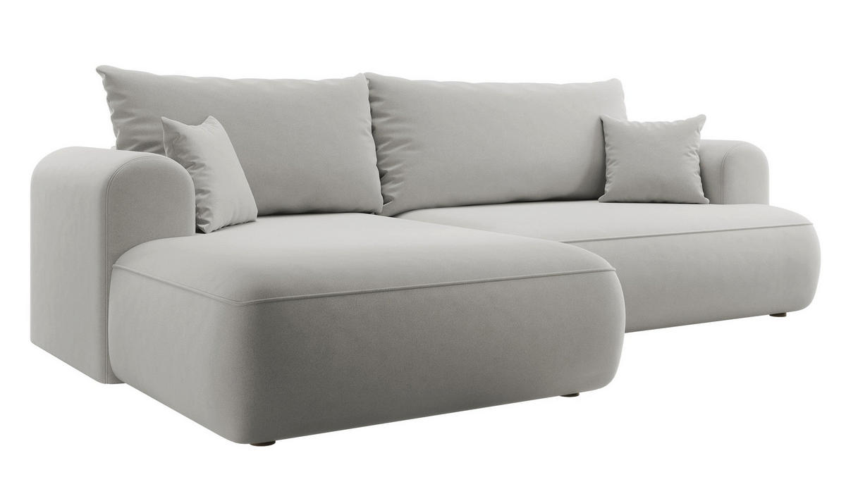ECKSOFA Ovo Grau Velours - Schwarz/Grau, Kunststoff/Textil (260/165cm) - Selsey