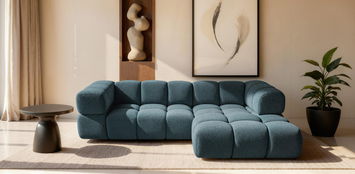 ECKSOFA L-Form Averro, stoff Puente, Petrol, Rechts - Grün, Holz (280/150cm) - Kaiser Möbel