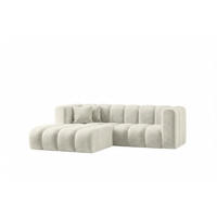 ECKSOFA Modulares In L-Form, Velvet-Stoff Riviera, Ecru, Links, GRAND - Creme, Holz (227/179cm) - Kaiser Möbel
