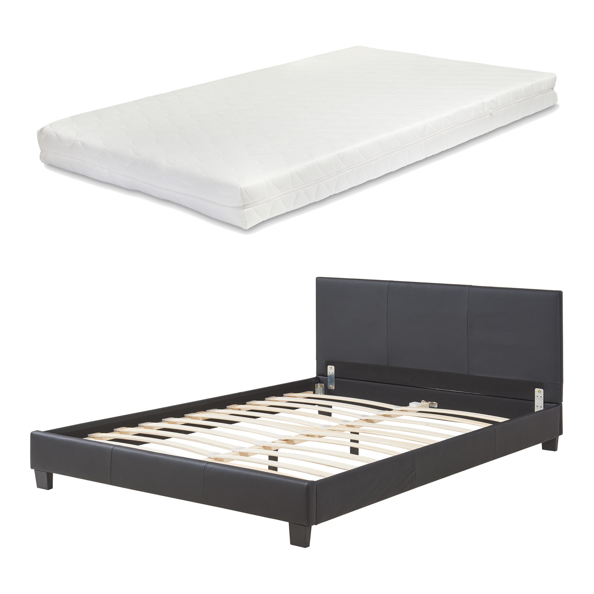 POLSTERBETT Albacete mit Matratze - Schwarz, Textil (140/200cm) - Corium