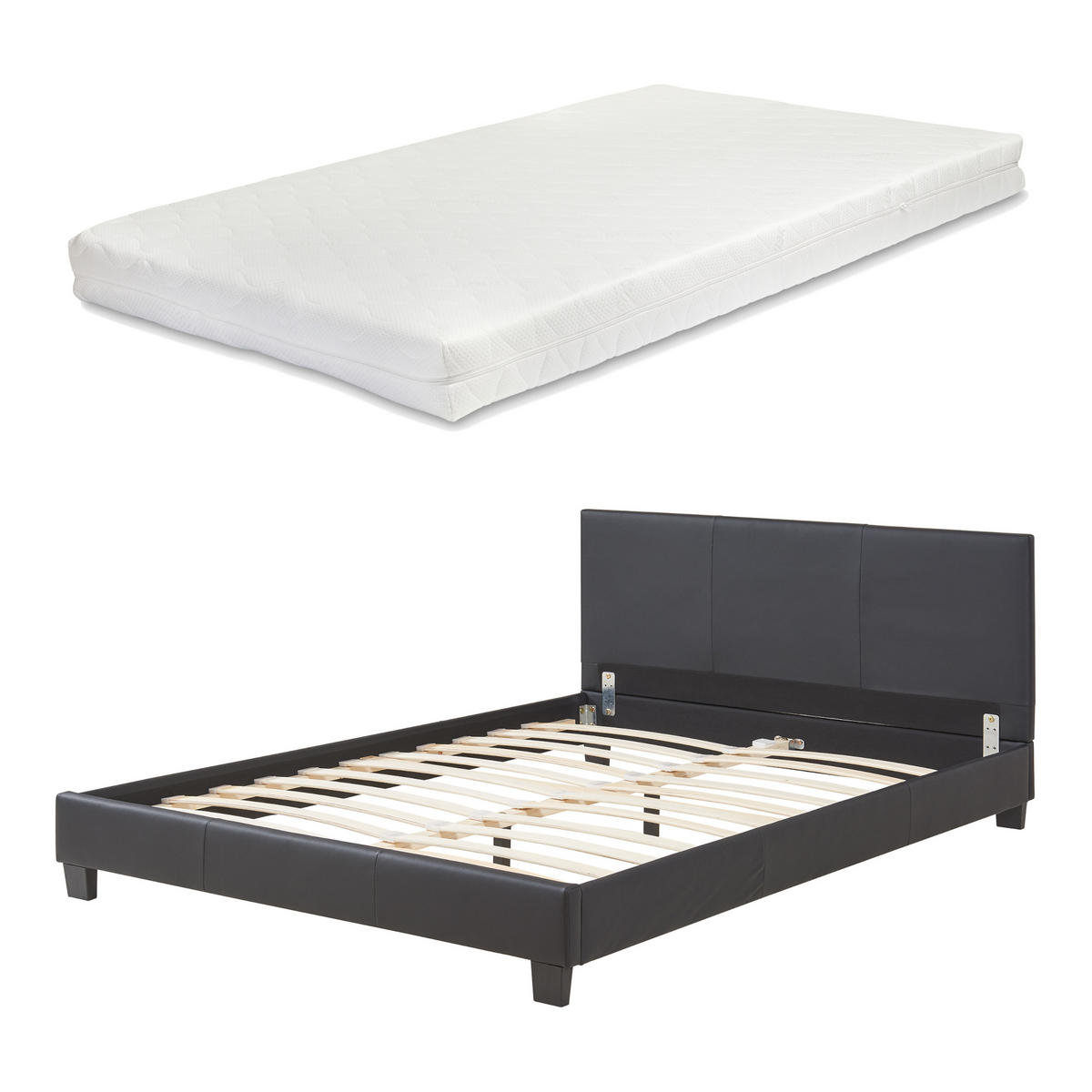 POLSTERBETT Albacete mit Matratze - Schwarz, Textil (140/200cm) - Corium