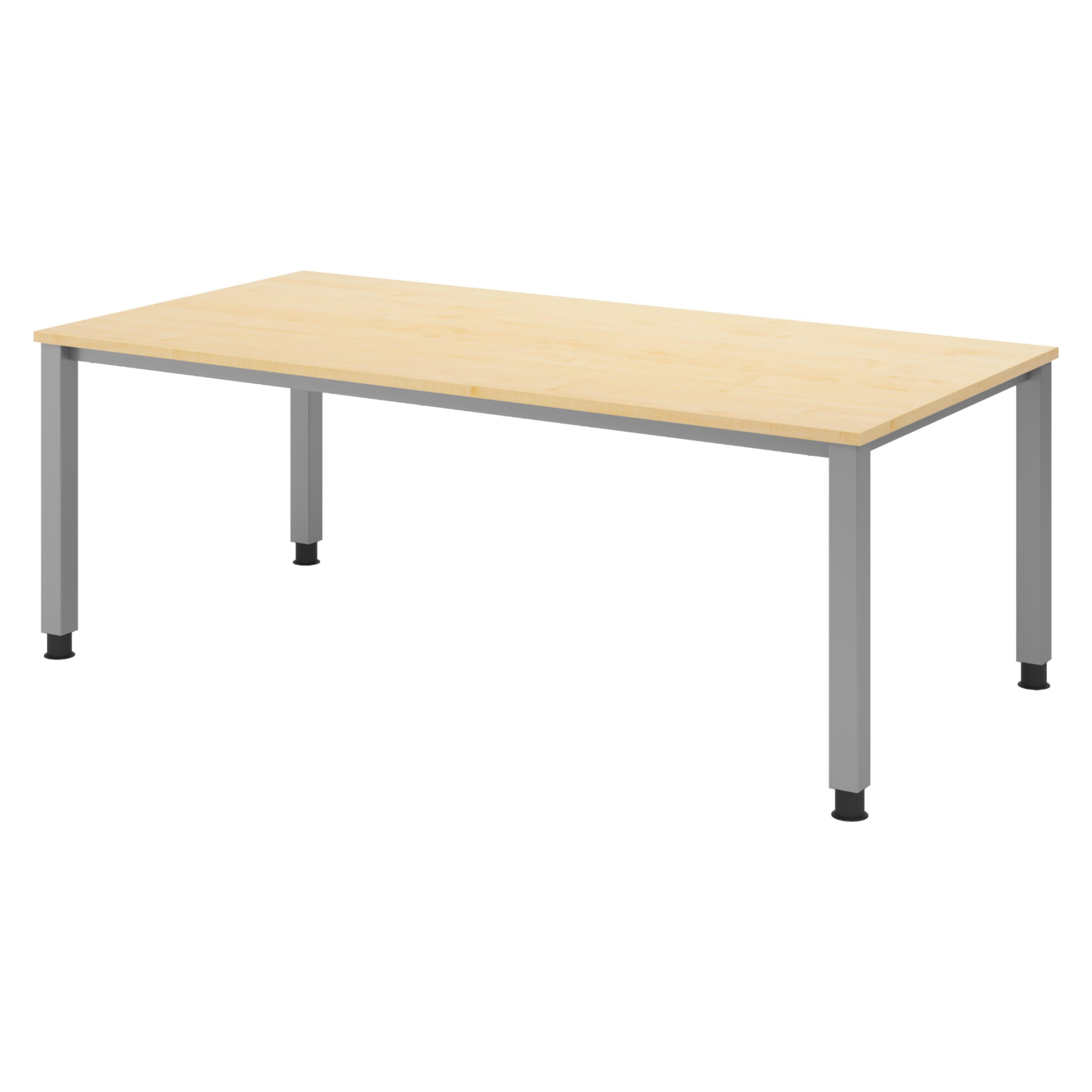 SCHREIBTISCH Serie-Q Gestell: Silber 100/200/74 cm in Ahornfarben - Ahornfarben, Holzwerkstoff (100/200/74cm) - bümö