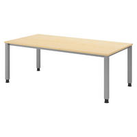 SCHREIBTISCH Serie-Q Gestell: Silber 100/200/74 cm in Ahornfarben - Ahornfarben, Holzwerkstoff (100/200/74cm) - bümö