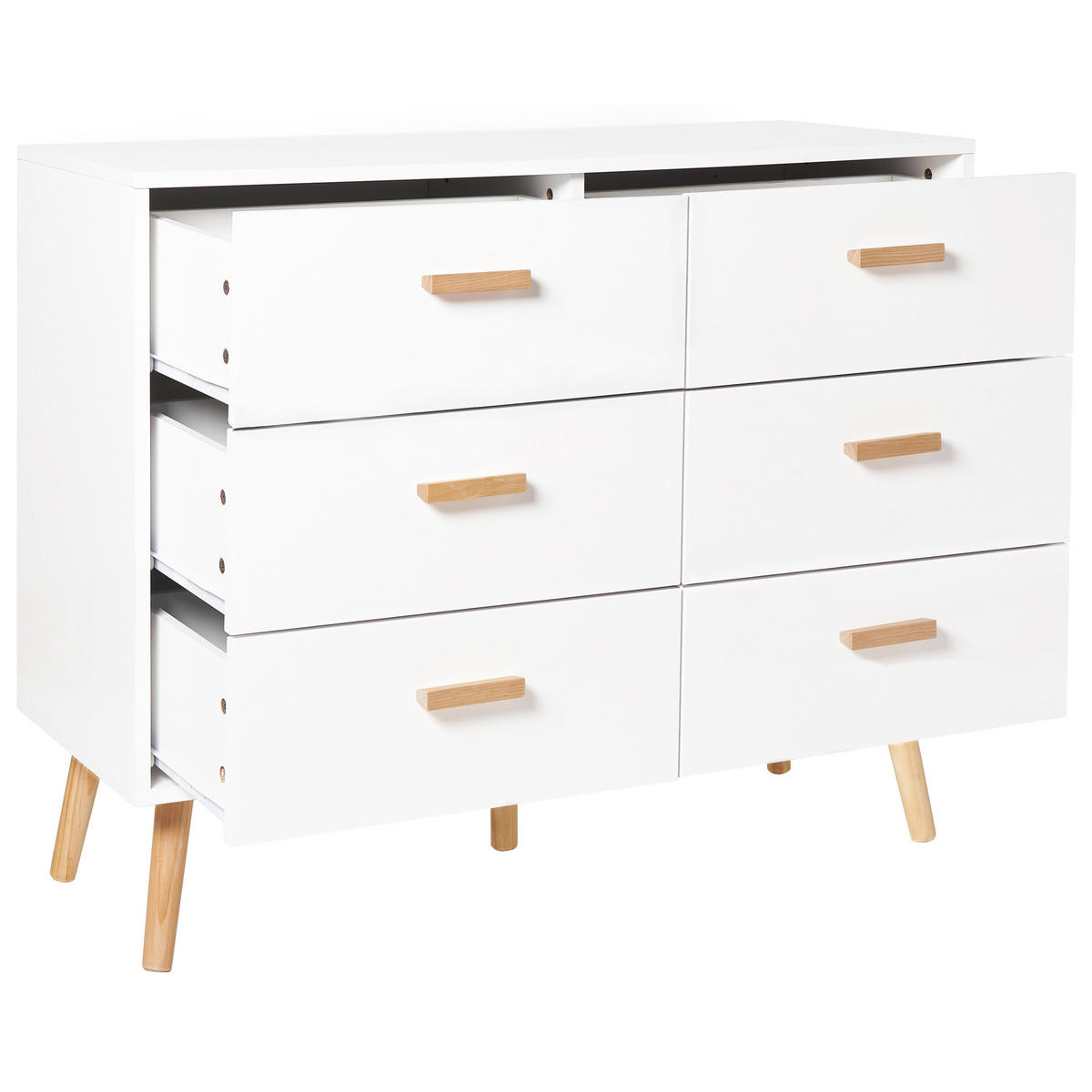 KOMODA s 6 zásuvkami Bílá Newark - bílá, kompozitní dřevo (100/80/39cm) - Beliani