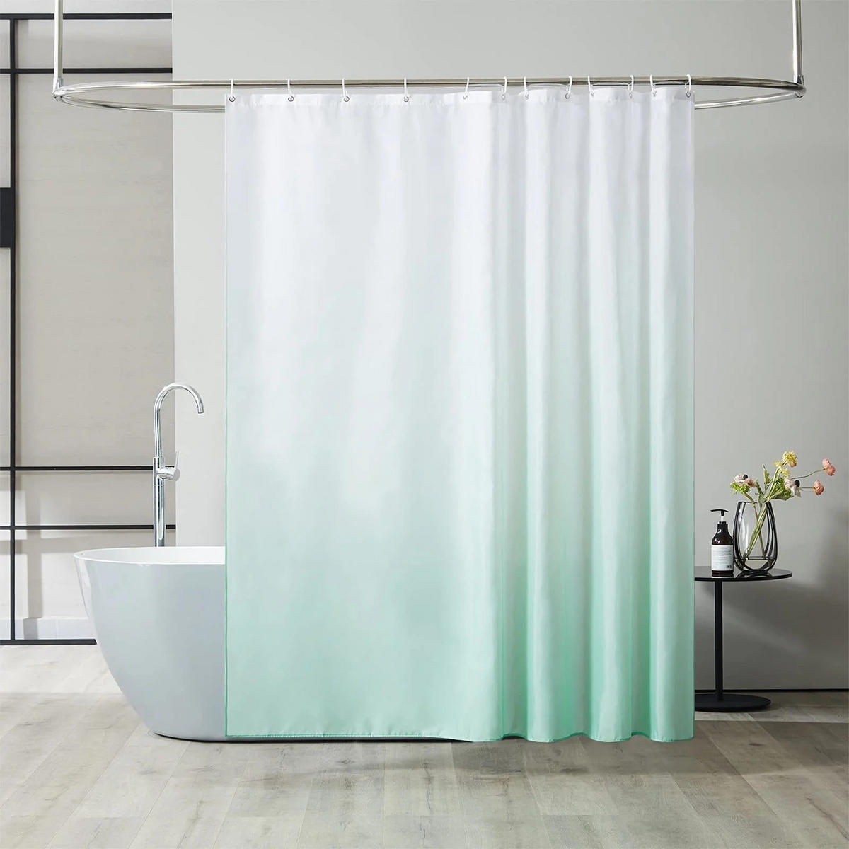 DUSCHVORHANG Hellgrün Polyester 120 x 200 cm wasserdicht schimmelresistent modern schlicht - Grün, Textil (120/200cm) - MCBOSON