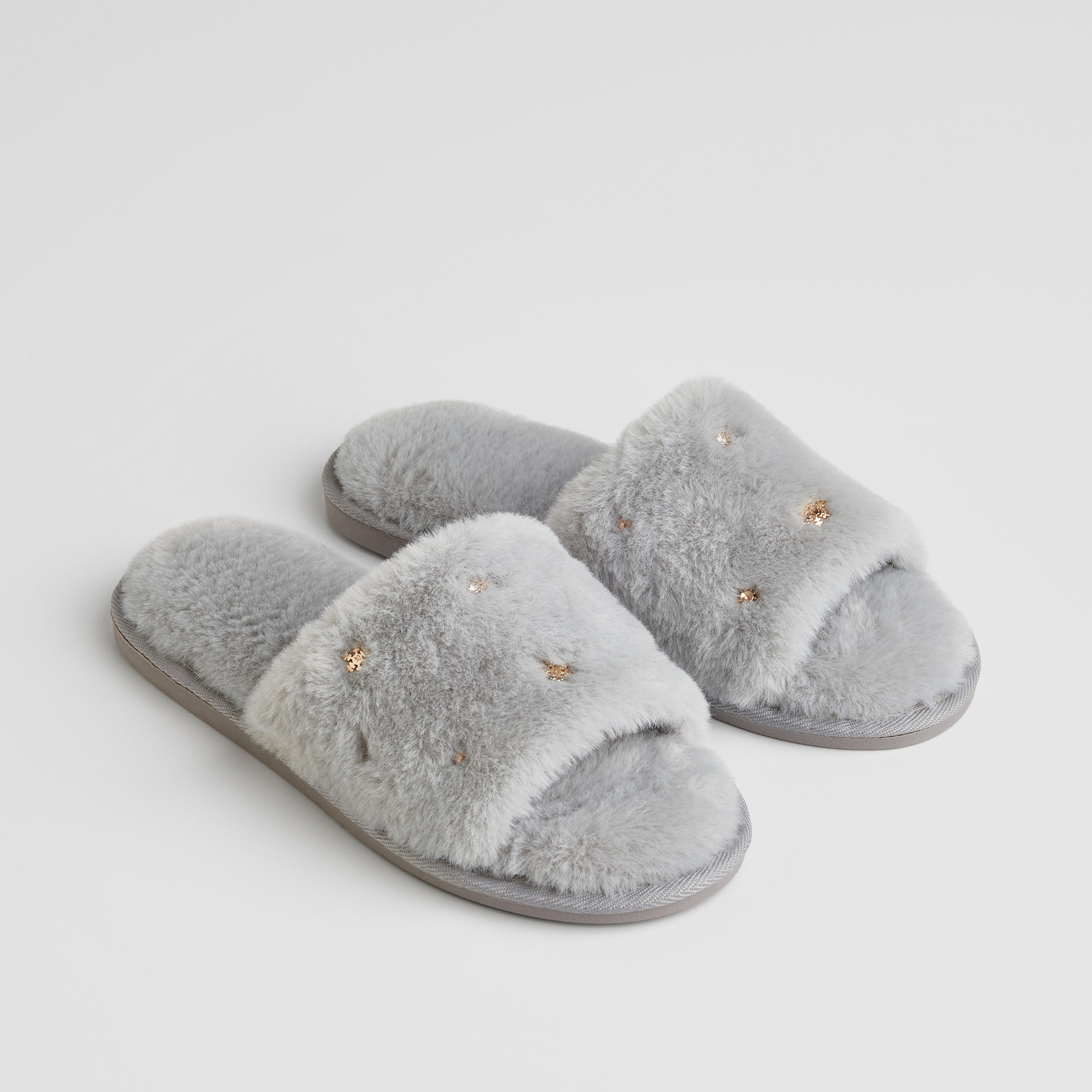 HAUSSCHUHE Warm NULINO, Grau, 37/38, 1 Paar - Grau, Textil (8/1/24.5cm) - home&you