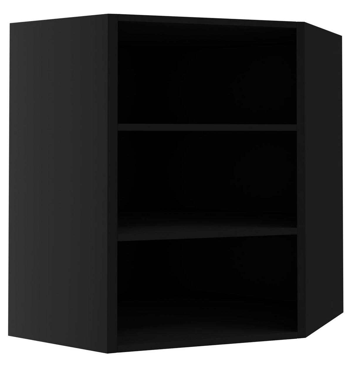 ECKHÄNGESCHRANK Essen W10/60 Graphit Hochglanz / Schwarz Matt 60 / 60 / 72cm - Schwarz/Graphitfarben, Holz/Holzwerkstoff (60/72/60cm) - Feldmann-Wohnen