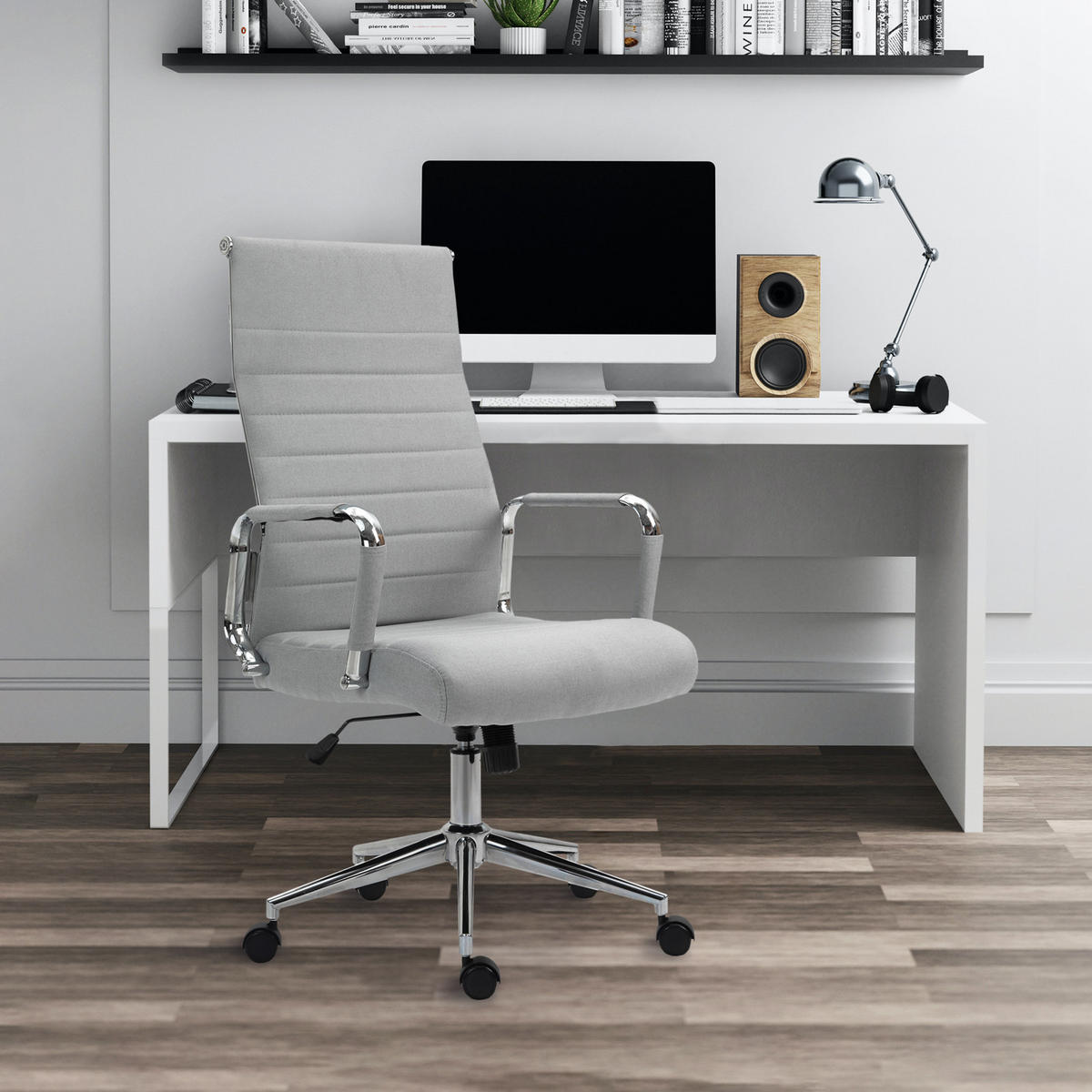 SCHREIBTISCHSTUHL OFFICE COMFORT HB Stoffbezug Hellgrau - Silberfarben/Hellgrau, Textil/Metall (57/120/53cm) - SVITA
