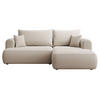 ECKSCHLAFSOFA Ovo Mini Creme Easy-Clean-Samtbezug - Creme/Schwarz, Kunststoff/Textil (238/156cm) - Selsey