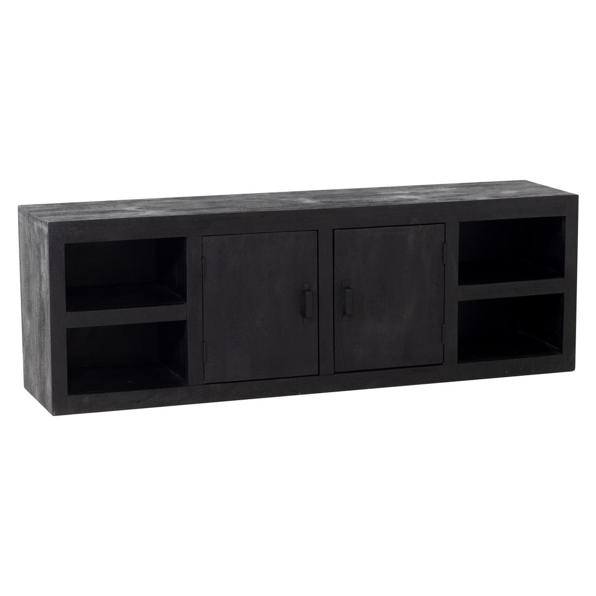 TV-MÖBEL aus Mangoholz 200cm, schwarz - Schwarz, Holz (180/60/40cm) - Giga Meubel