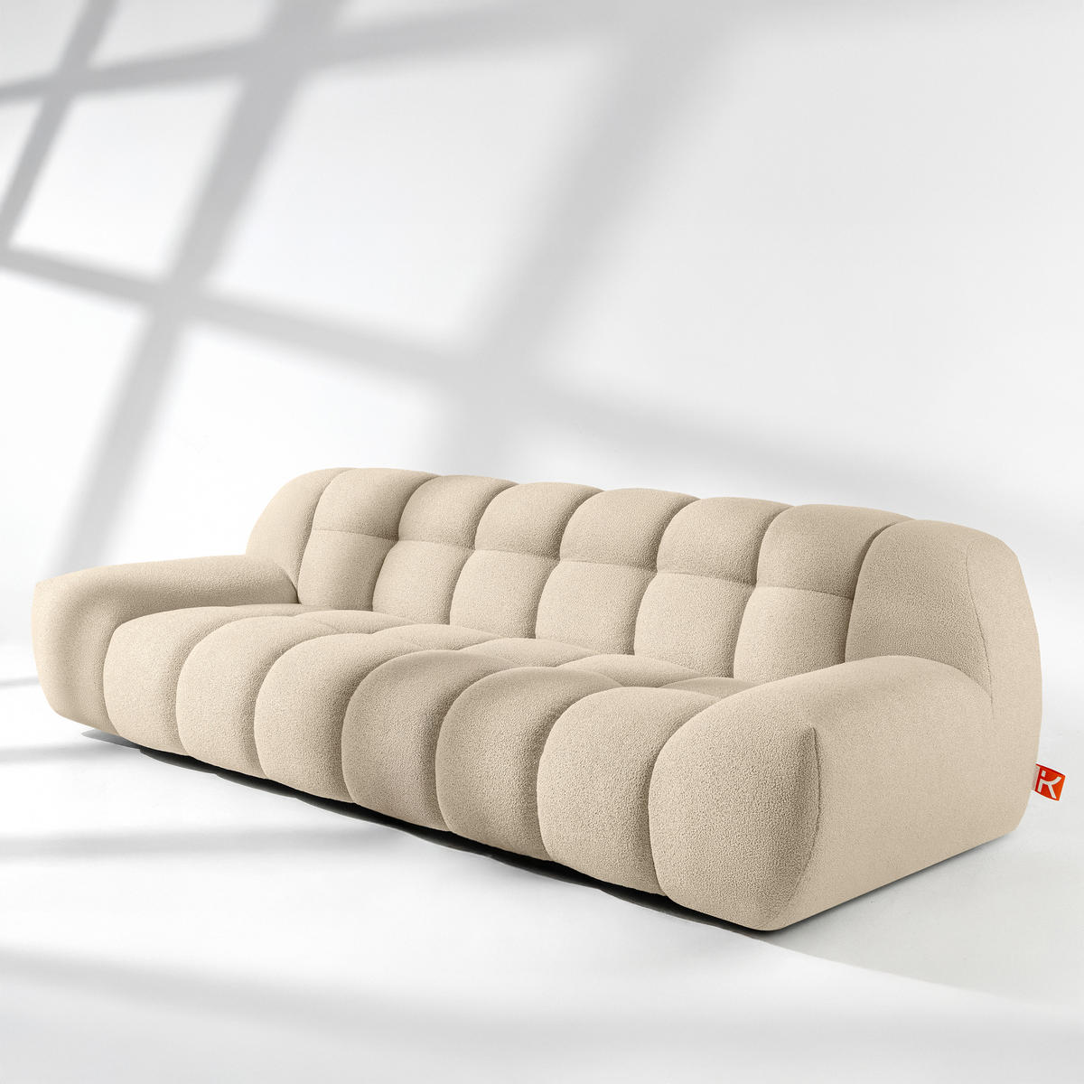 EINZELSOFA VENA Bouclé, Hellbeige - Beige, Holz/Textil (254/72/105cm) - KONSIMO®