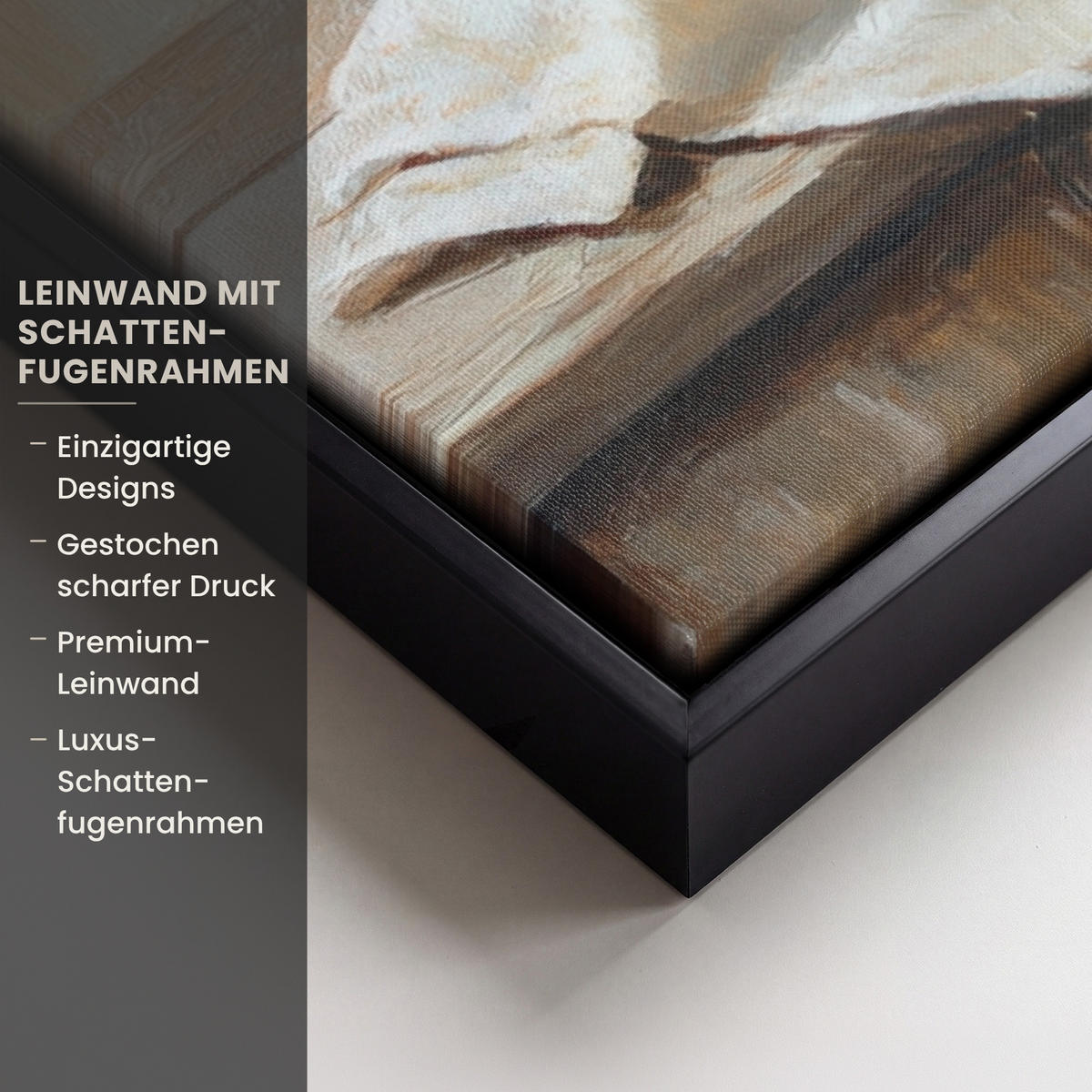 LEINWAND Bilder mit Rahmen - Töpfe - Kräuter - Holz - 60x40 - Terracotta, Textil (60/40cm) - MuchoWow