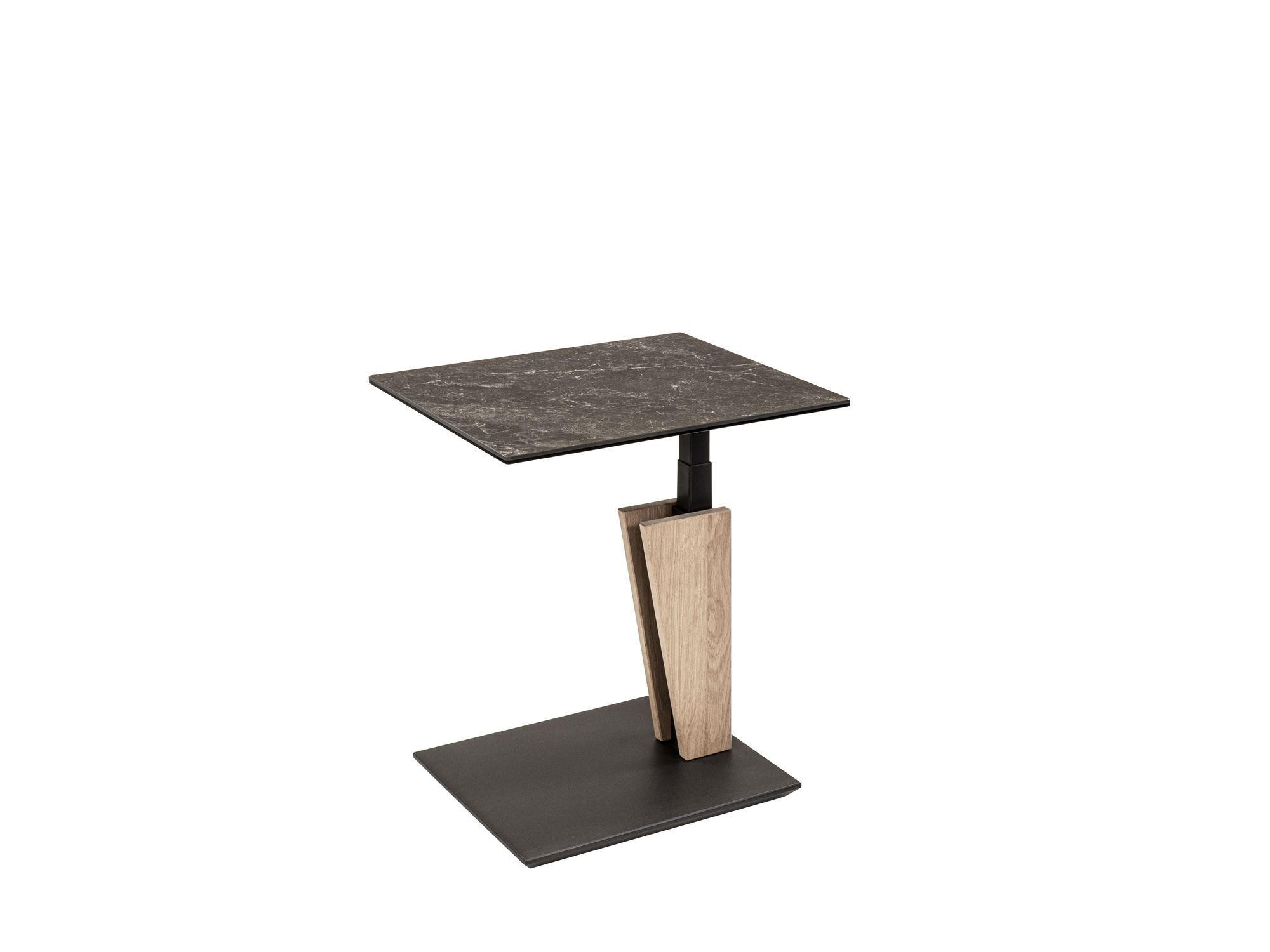 BEISTELLTISCH Cella 55x47x47 höhenverstellbar Wildeiche/Nero - Schwarz, Keramik (55/47/47cm) - 58aufmkessel